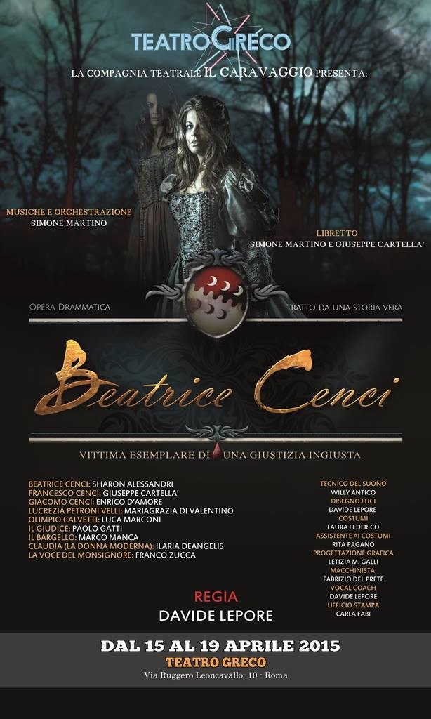 Beatrice Cenci Opera drammatica locandina