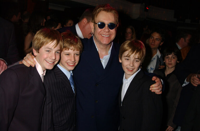 Sir Elton John with the three Billys at the first night of the Musical Billy